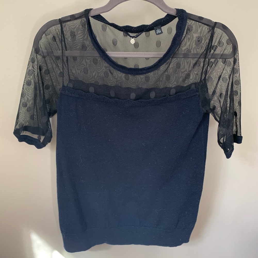 Anthropologie sheer sweater tee